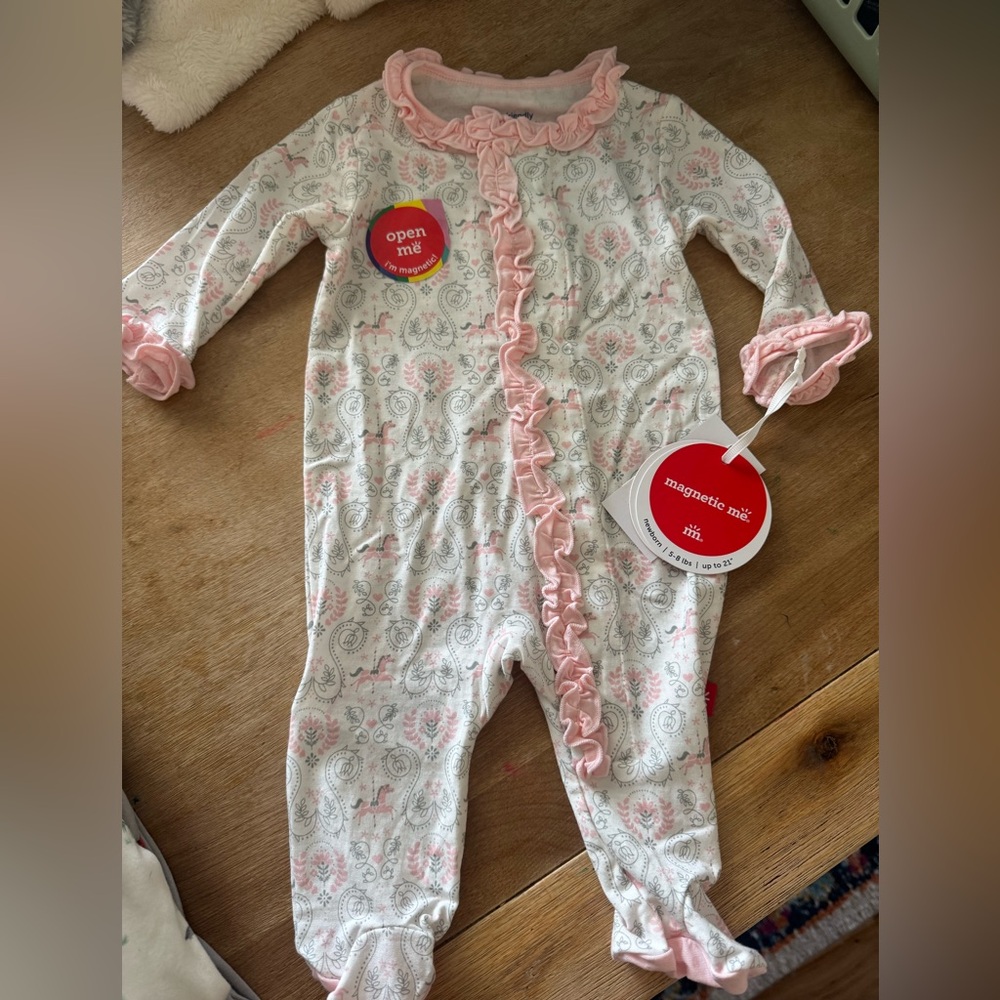 Magnetic Me Girls horse Footie, bamboo blend